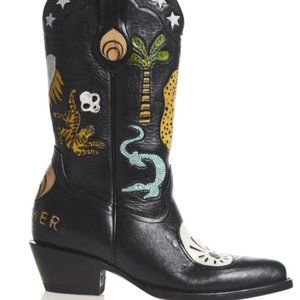 Brother Vellies Yin Yang Doodle Cowboy Boot Black NEW Size 9